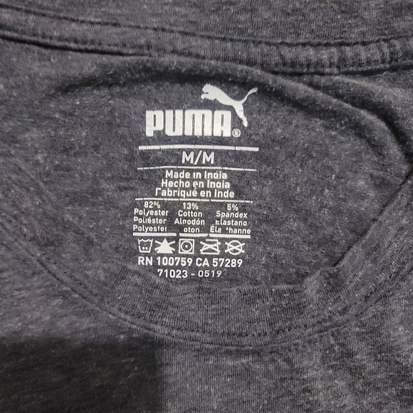 PUMA Womens Dark Gray Shirt Size Medium Short Sleeve Crew Neck - Picture 2 of 4